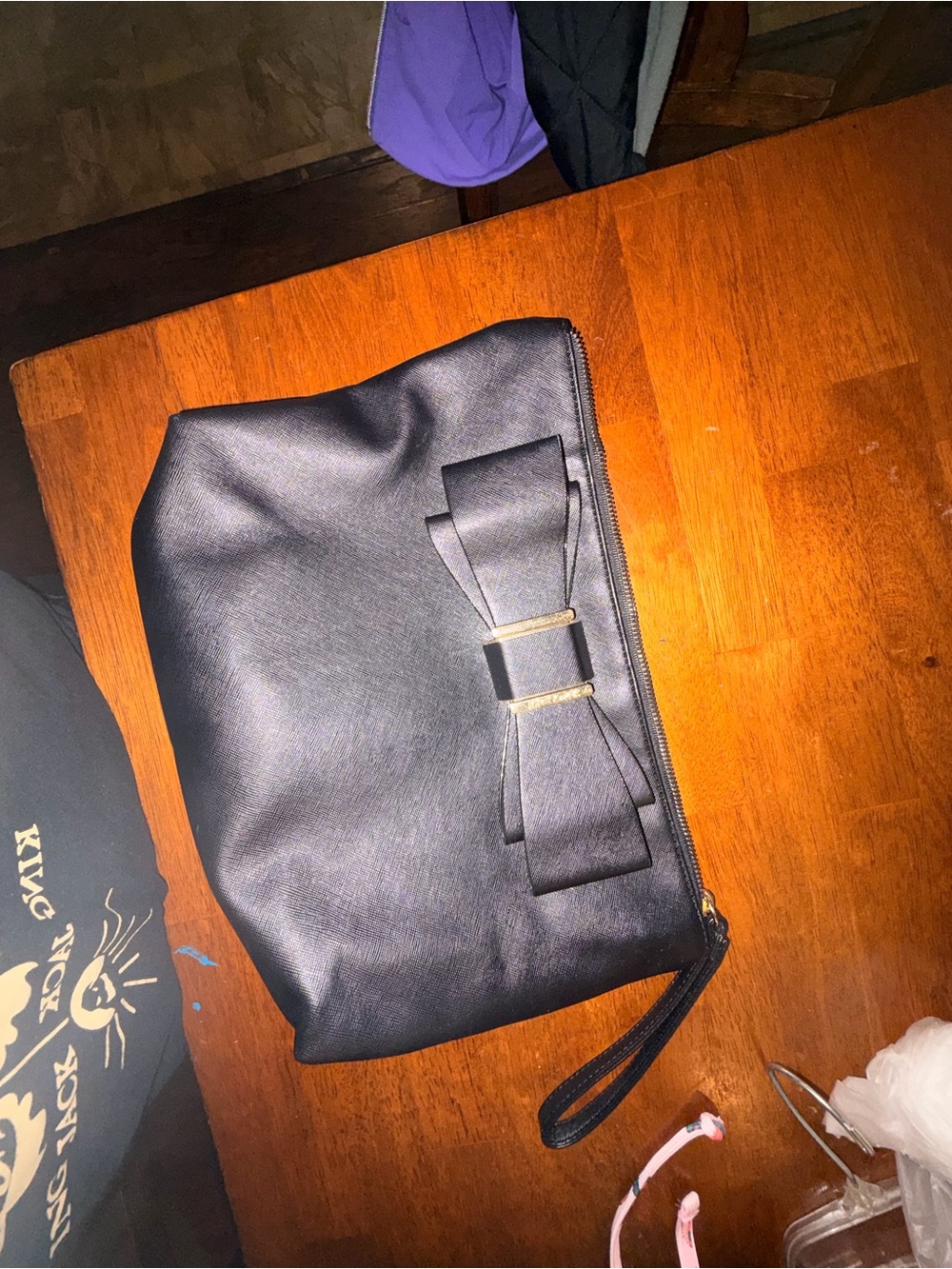Betsey Johnson Black Bow Wristlet Clutch